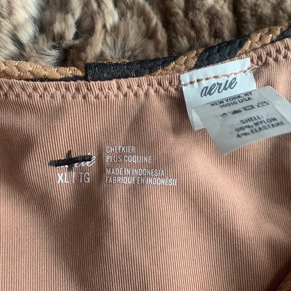 Aerie Pique Animal Print Super High Cut Cheekier Bikini Bottom - Picture 7 of 7